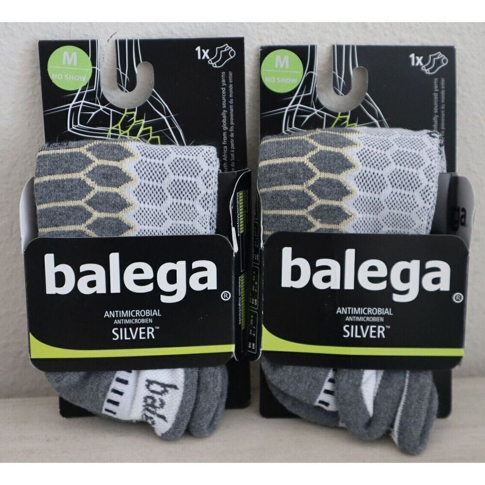 Balega 8073/0339 Unisex Sz Medium White/Gray Silver No Show Socks